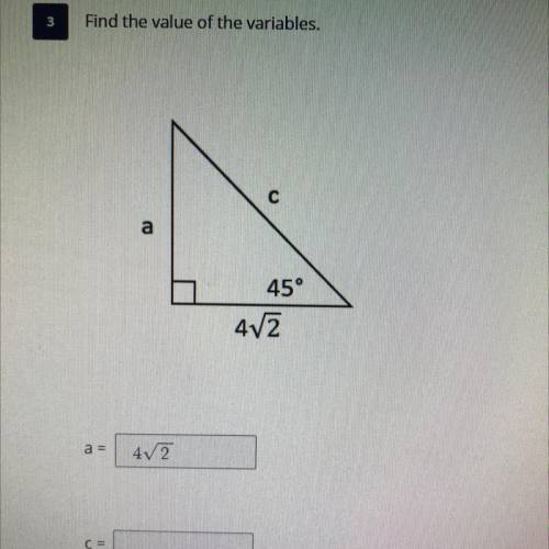 Find the value of the variables