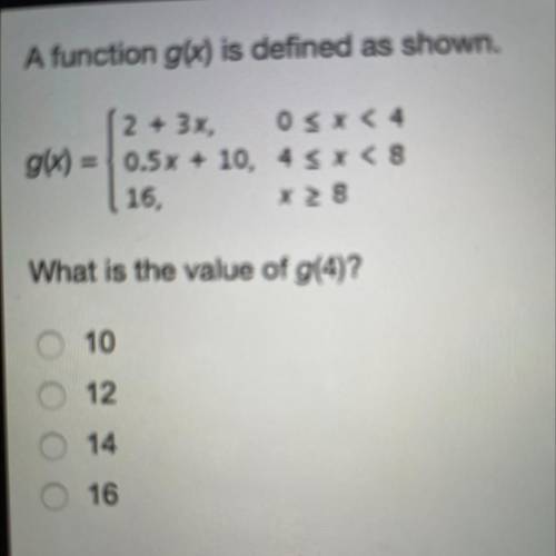 A function g(x) is defined as shown.
Which is the answer ? ASAP