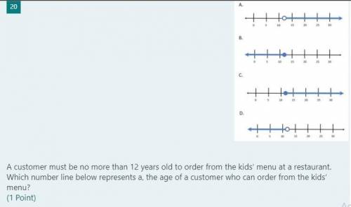 A customer must be no more than 12 years old to order from the kids’ menu at a restaurant.

Which
