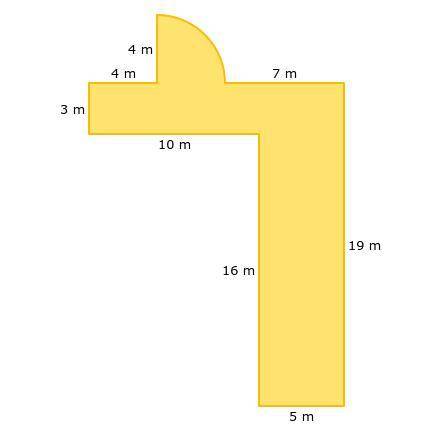 What is the area of this figure?
16 m
5 m
19 m
7 m
4 m
4 m
3 m
10 m