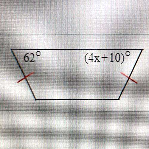 Find the value of the variable in the isosceles trapezoid.
X=