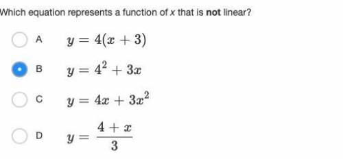 Which equation represents a function of x that is not linear?
