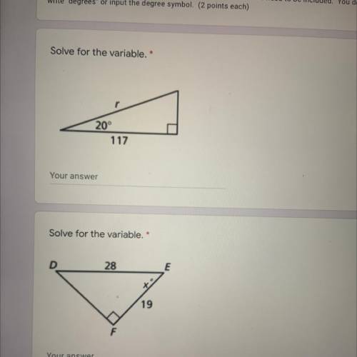 Solve for the variable for both questions! NEED HELP PLEASE