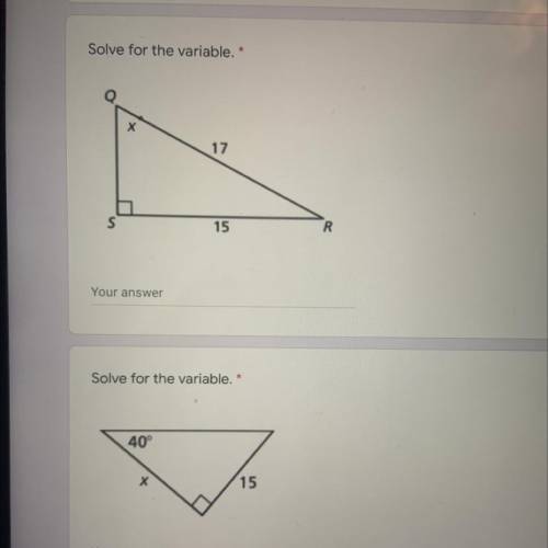Solve for the variable for both! I NEED HELP PLEASE