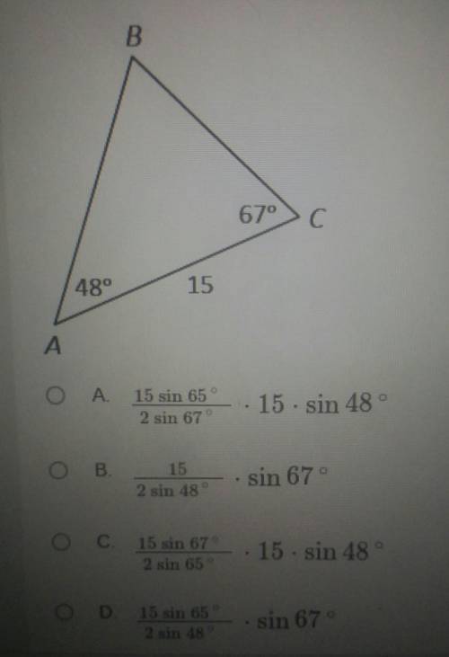 Which is an expression for the area of Triangle ABC?​