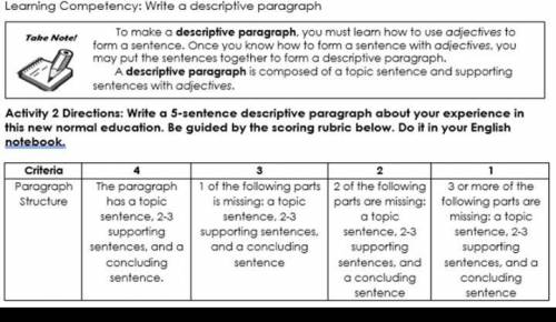 Write 5 sentence descriptive paragraph
