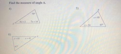 Find the measurement of angle A.
