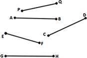 A line segment, PQ, is given in the figure. Find which one of the given line segments is congruent