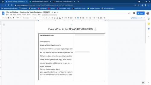 Events Prior to the TEXAS REVOLUTION…