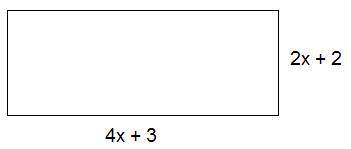A rectangle has sides measuring (2x + 2) units and (4x + 3) units as shown in the picture below.
