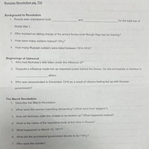 Please fill out this Russian Revolution pg..