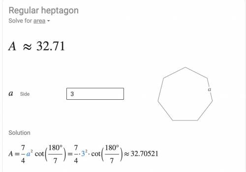 Find the area of a heptagon with side length of 3m
