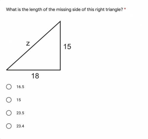 What is the length of the missing side of this right triangle?