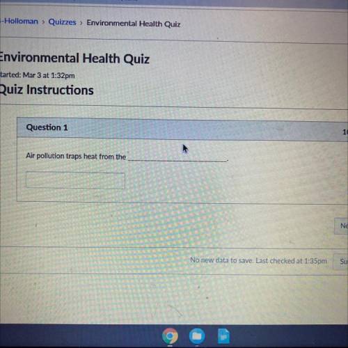 Question 1
Air pollution traps heat from the