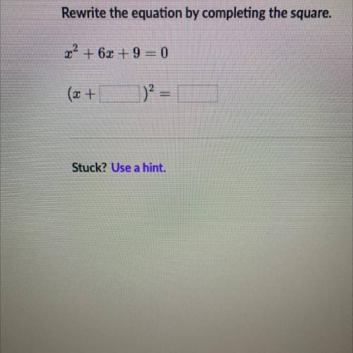 Rewrite the equation by completing the square.
x^2+ 6x + 9 = 0