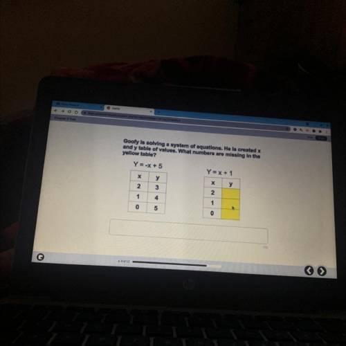 Goofy is solving a system of equations. He is created x

and y table of values. What numbers are m
