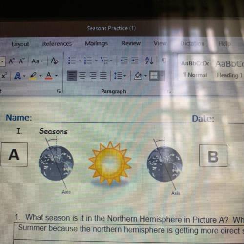 3. What season is it in the Southern Hemisphere in Picture A? Why?