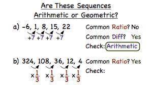 What is a sequence? How do I determine if a sequence is arithmetic or geometric?