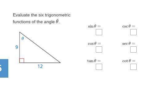 Evaluate the six trigonometric functions of the angle