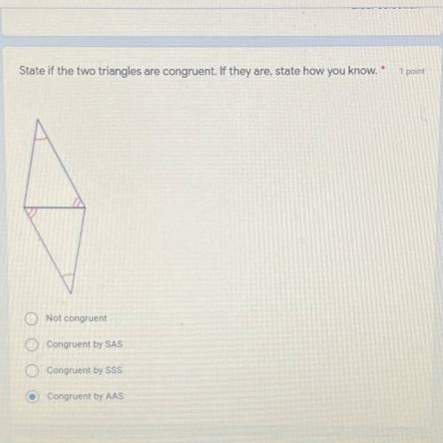 State if the two triangles are congruent. If they are, state how you know.