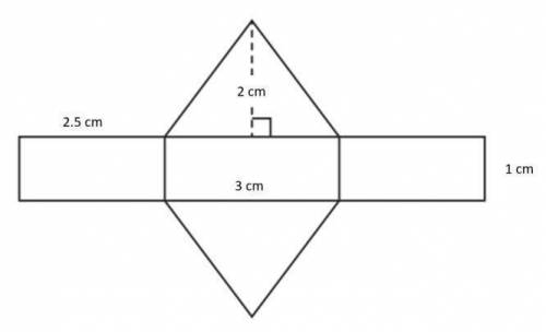 The net of a triangular prism is shown. Which measurement is closest to the total surface area of t