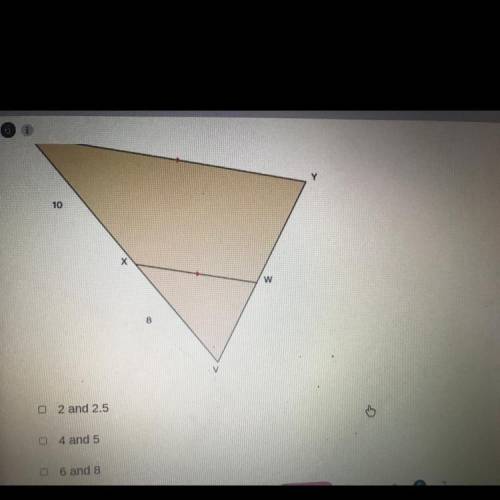 The top part of the triangle is z and the two numbers at the bottom are 6.4 and 8 and 8.8 and 11
