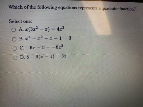 Which of the following equations represents a quadratic function ?