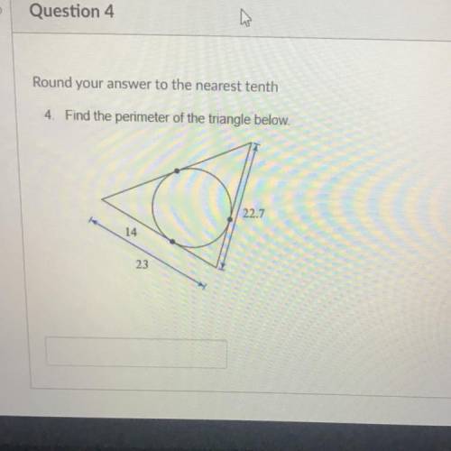 Round your answer to the nearest tenth
Find the perimeter of the triangle below