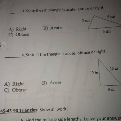State of triangle is acute obtuse or right