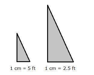 Above are two different models of the same triangle. If the area of the model on the left is 24 sq