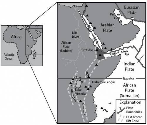 Study the illustration below of the plate tectonics affecting the continent of Africa. Divergent pl