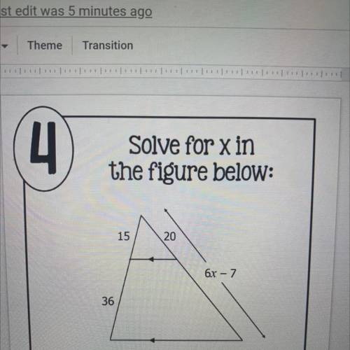 Solve for x in the figure below: