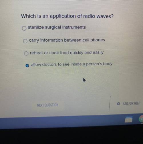 Which is an application of radio waves?