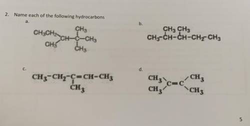 Name each of the following hydrocarbons
