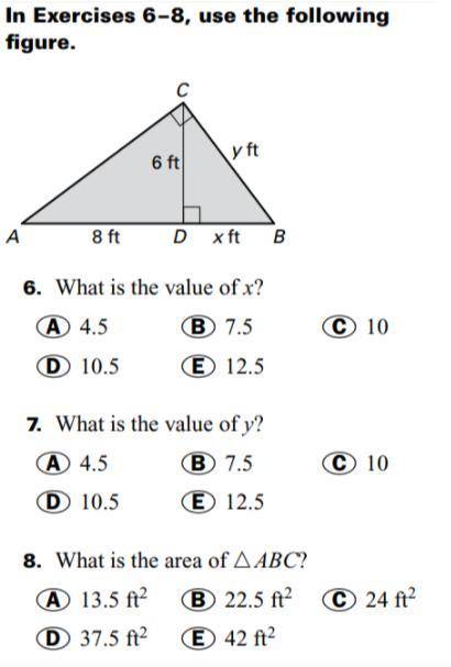 TIMED TEST, LAST QUESTION!!! What Is The Value Of X? What Is The Value Of Y? What Is The Area Of Tr