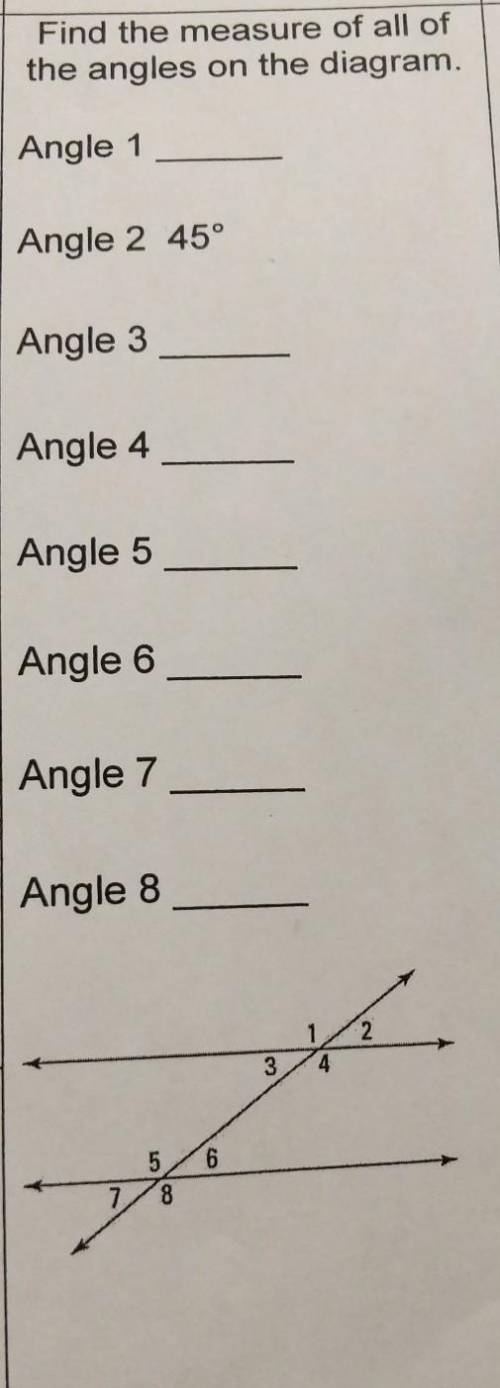 Find the measure of all of the angles on the diagram​