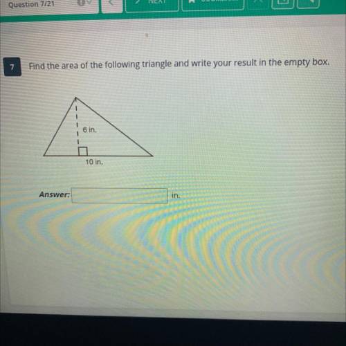 Find the area of the following triangle and write your result in the empty box