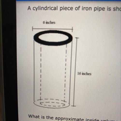 A cylindrical piece of iron pipe is shown below. The wall of the pipe is 0.75 inch thick, and the p