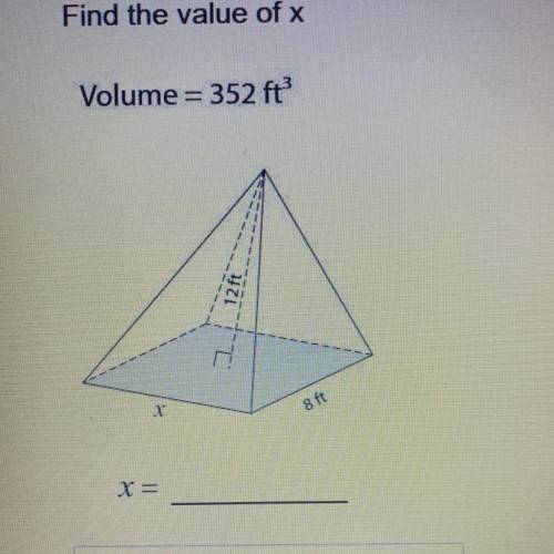 Volume = 352 ft
12ft
8 ft
X=