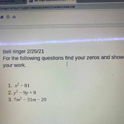 Find the zeros and show work please