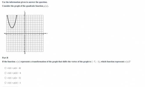 If the function

s
(
x
)
represents a transformation of the graph that shifts the vertex of the gr
