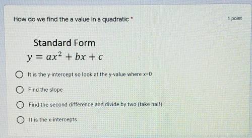 How do we find the a value in a quadratic?​