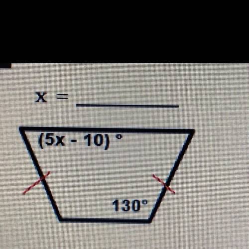 X =(5x - 10)
130°
Find x