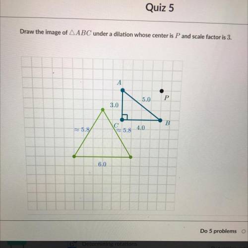 Draw the image ABC under a dilation whose center is P and scale factor is 3