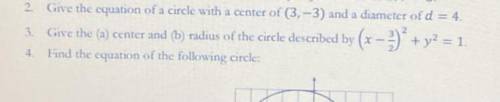 Give the (a) center and (b) radius of the circle described by (x-3/2)^2+y^2=1