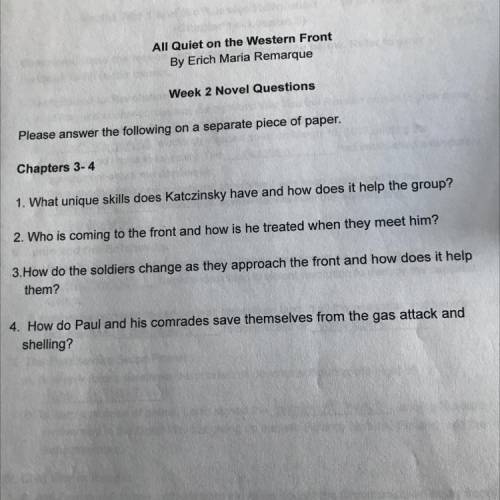 What are these answers? Pls help ALL QUIET ON THE WESTERN FRONT