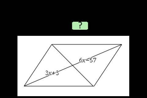 Plz help
In the parallelogram below find x