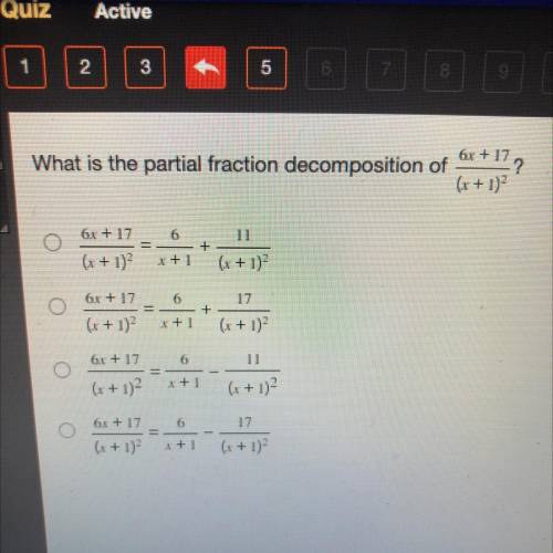 What is the partial fraction decomposition of 6x+17/(x+1)^2