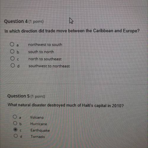 In which direction did trade move between the Caribbean and Europe 
PLS HELP