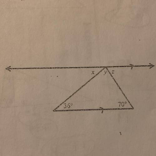 PLEASE HELP ASAP I WILL GIVE BRAINLIEST TO FIRST CORRECT ANSWER

Find the values of x, y and z.